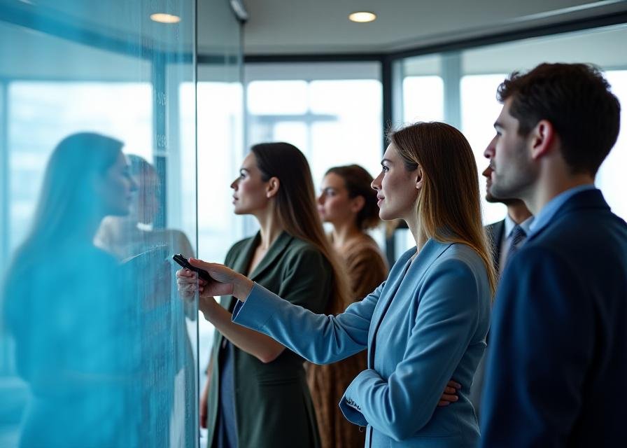 Professional team collaborating in a modern UK business environment